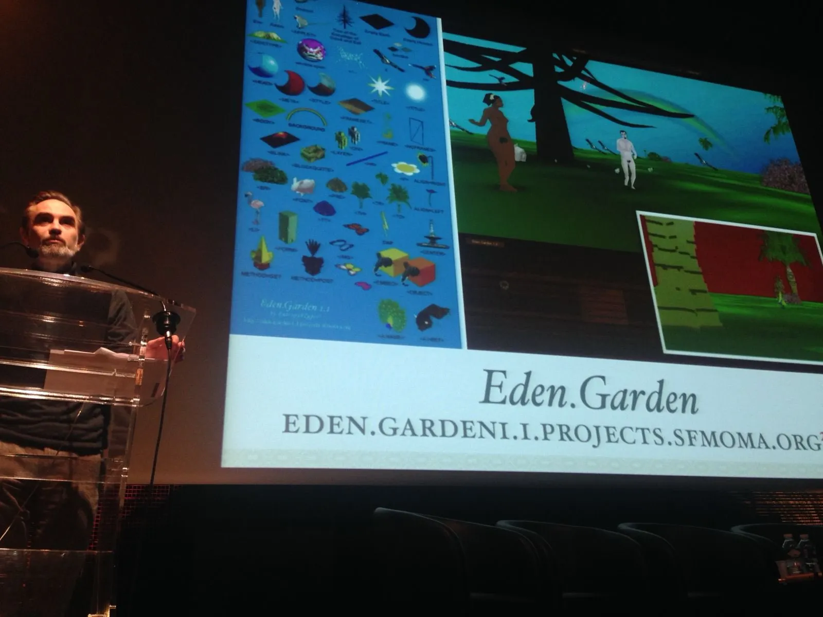 Eden.Garden 1.1 running — a three-dimensional garden grown from a web page’s HTML