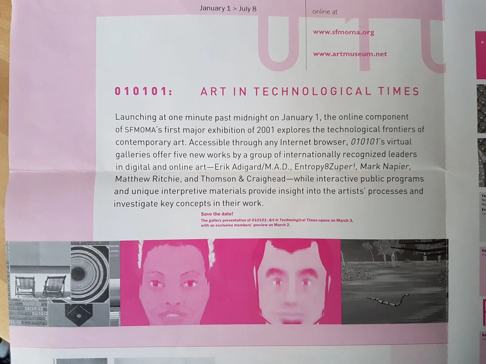 The original 010101: Art in Technological Times brochure, SFMOMA 2001